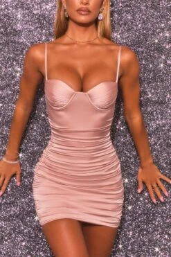 Ruched Satin Mini Dress In Rose Gold -Pretty Dresses Sales 3754 6 always you rose gold ruched underwired satin mini dress