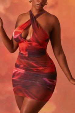 Crossover Ruched Mesh Mini Dress In Orange -Pretty Dresses Sales 3940 14 out of this world orange tie dye mesh key hole wrapped front ruched mini dress 1