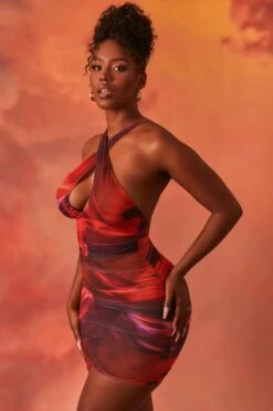 Crossover Ruched Mesh Mini Dress In Orange -Pretty Dresses Sales 3940 15 out of this world orange tie dye mesh key hole wrapped front ruched mini dress 1