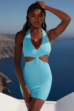 Cut Out Twist Mini Dress In Blue -Pretty Dresses Sales 4354 3 sunshine sanctuary blue knot front cut out plunge neck mini dress