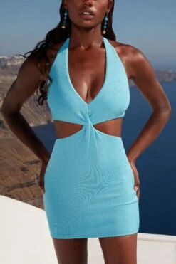 Cut Out Twist Mini Dress In Blue -Pretty Dresses Sales 4354 8 sunshine sanctuary blue knot front cut out plunge neck mini dress