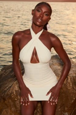 Crochet Wrap Neck Mini Dress In Ivory 17 Crochet Wrap Neck Mini Dress In Ivory -Pretty Dresses Sales 4378 9 eivissa ivory crossover halterneck bodcon minidress 1