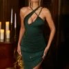 Cross Strap Midi Dress In Green