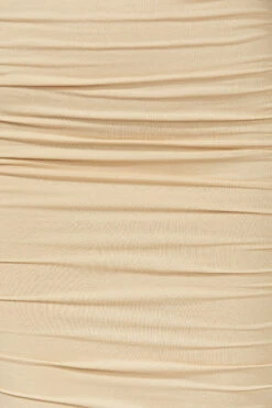 Asymmetric Hem Midi Dress In Cream -Pretty Dresses Sales 5286 5 Saffron White Ruched Assymetric Hem Midi Dress