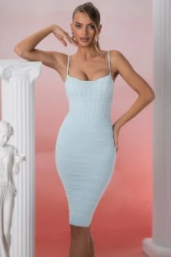 Corset Detail Midi Dress In Aqua 17 Corset Detail Midi Dress In Aqua -Pretty Dresses Sales 5307 3 eftychia aqua corset detail midi dress