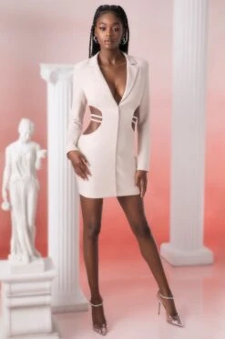 Blazer Mini Dress In Stone -Pretty Dresses Sales 5312 2 kardia sand waist belt detail blazer dress