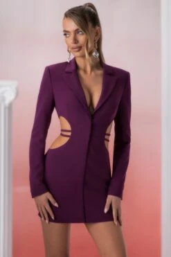 Blazer Mini Dress In Wine -Pretty Dresses Sales 5312 4 kardia wine waist belt detail blazer dress