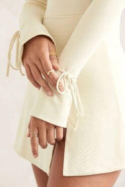 Square Neck Long Sleeve Mini Dress In Ivory 11 Square Neck Long Sleeve Mini Dress In Ivory -Pretty Dresses Sales 5469 5 Baize Ivory Square Neck Long Sleeve Mini Dresscopy