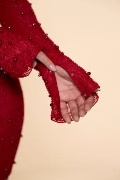 Long Sleeve Deep Plunge Mini Dress In Red 15 Long Sleeve Deep Plunge Mini Dress In Red -Pretty Dresses Sales 5588 8 Nice Red Flare Sleeves Deep Plunge Mini