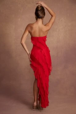 New Release -Pretty Dresses Sales 5634 2 Nevali Red Bandeau Ruffle Detail Dress