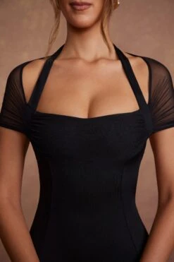 Cap Sleeve Flare Midaxi Dress In Black -Pretty Dresses Sales 5661 7 Milita Black Flare Midaxi Dress