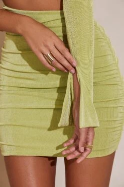 One Shoulder Flare Sleeve Mini Dress In Green -Pretty Dresses Sales 5714 7 Ali Green One Shoulder Flare Sleeve Mini Dress