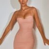 Ruched Corset Mini Dress In Blush