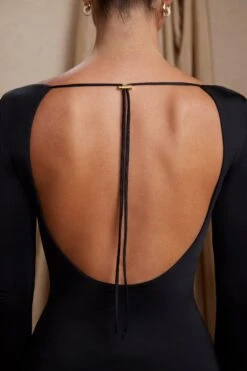 Long Sleeve Cut Out A-Line Mini Dress In Black 11 Long Sleeve Cut Out A-Line Mini Dress In Black -Pretty Dresses Sales 5869 3 Cosette Black Keyhole Front Cut Out Back Mini Dress