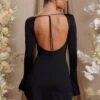 Long Sleeve Cut Out A-Line Mini Dress In Black