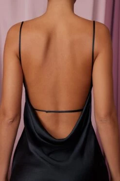 Cowl Neck High Slit Maxi Dress In Black -Pretty Dresses Sales 5961 1 Salome Black Satin Bias Cut Slit Gown