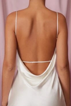 Cowl Neck High Slit Maxi Dress In Ivory -Pretty Dresses Sales 5961 1 Salome Ivory Satin Bias Cut Slit Gown