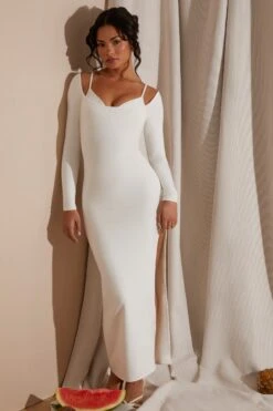 Long Sleeve Exposed Bra Maxi Dress In White 16 Long Sleeve Exposed Bra Maxi Dress In White -Pretty Dresses Sales 6023 4 White Long Sleeve Under Bralette Gown Dress