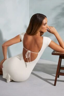 Open Back A-Line Mini Dress In Ivory -Pretty Dresses Sales 6046 10 Marina Black Square Neck Mini Dress