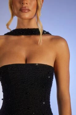 Embellished Bandeau Maxi Dress In Black 10 Embellished Bandeau Maxi Dress In Black -Pretty Dresses Sales 6126 10 Belgravia Black Pearl Embellished Bandeau Split Maxi Dress