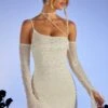 Embellished Asymmetric Corset Mini Dress In Ivory