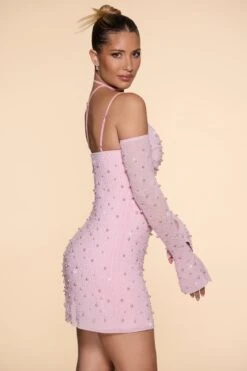 Embellished Asymmetric Corset Mini Dress In Blush -Pretty Dresses Sales 6129 5 Blush Asymmetric Cowl Neck Dress