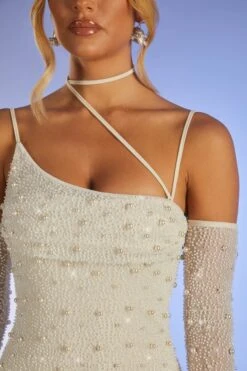 Embellished Asymmetric Corset Mini Dress In Ivory -Pretty Dresses Sales 6129 9 Soho Ivory Asymmetric Cowl Neck Corset A Line Mini With Ots Sleeve