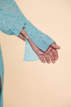 Embellished Cowl Neck Maxi Dress In Aqua 16 Embellished Cowl Neck Maxi Dress In Aqua -Pretty Dresses Sales 6139 10 Champel Aqua Long Sleeve Cowl Neck Cut Out High Split Maxi 2