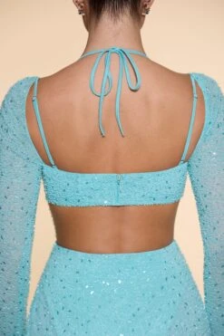 Embellished Cowl Neck Maxi Dress In Aqua 15 Embellished Cowl Neck Maxi Dress In Aqua -Pretty Dresses Sales 6139 11 Champel Aqua Long Sleeve Cowl Neck Cut Out High Split Maxi 1