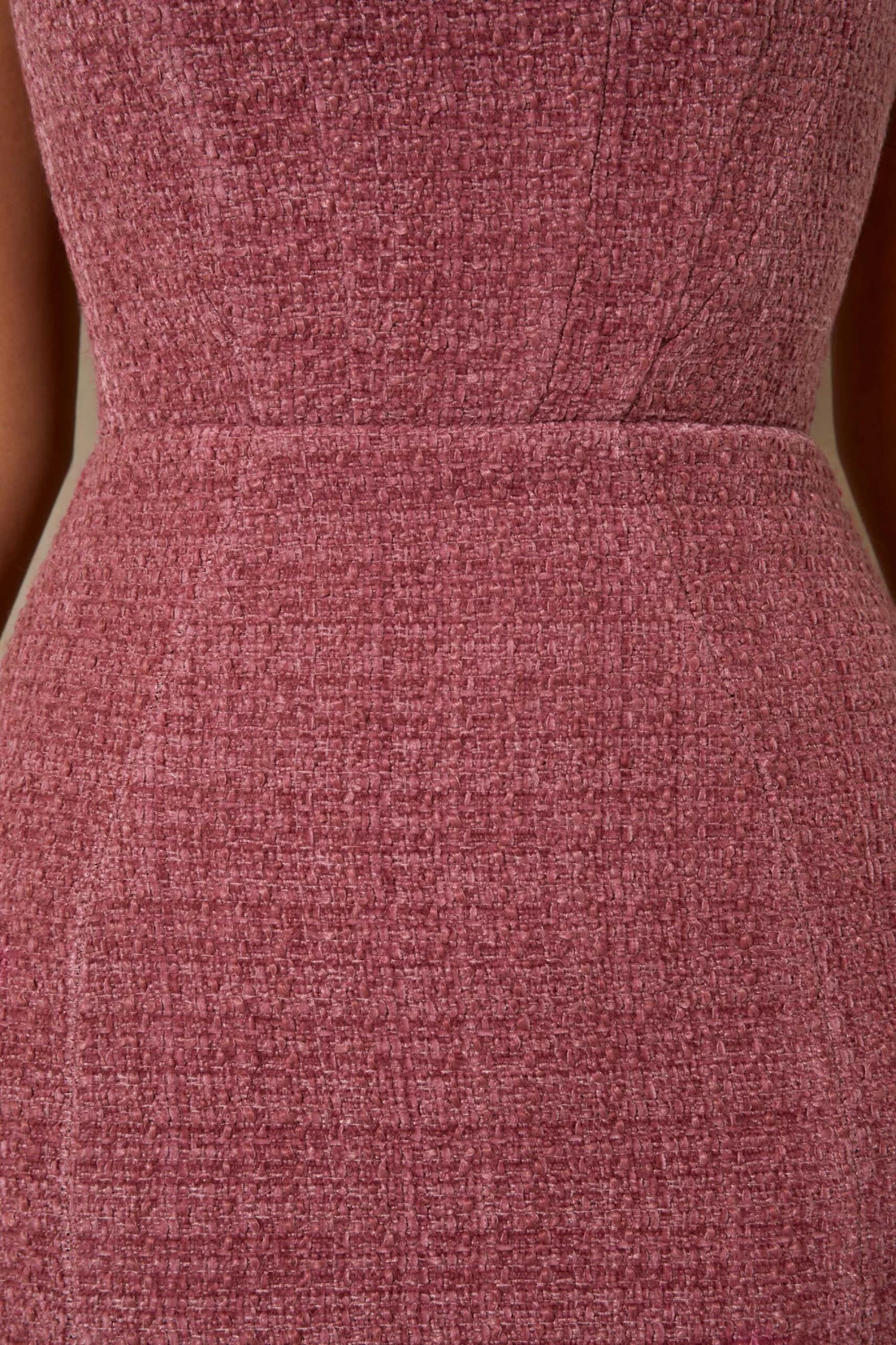 Tweed Square Neck Corset Mini Dress In Rose 5 Tweed Square Neck Corset Mini Dress In Rose - Image 5