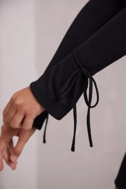 Long Sleeve Cut Out A-Line Mini Dress In Black -Pretty Dresses Sales 6183 7 Elise Black Cut Out A Line Mini