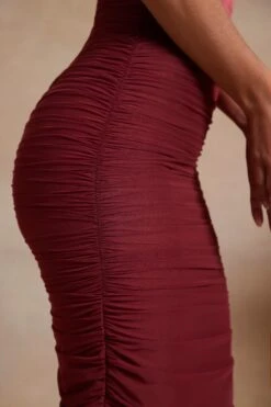 Off The Shoulder Ruched Corset Maxi Dress In Red -Pretty Dresses Sales 6188 7 Red Ots Corset Maxi Dress