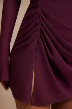 Off The Shoulder Corset Mini Dress In Plum -Pretty Dresses Sales 6191 8 Karolina Plum OTS Draped Corset Mini