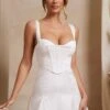 A-Line Corset Mini Dress In Ivory