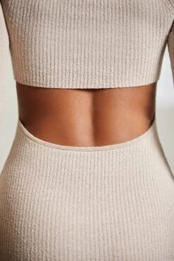 Long Sleeve Cut Out Maxi Dress In Beige -Pretty Dresses Sales 6313 2 Praline Cut Out Maxi Dress