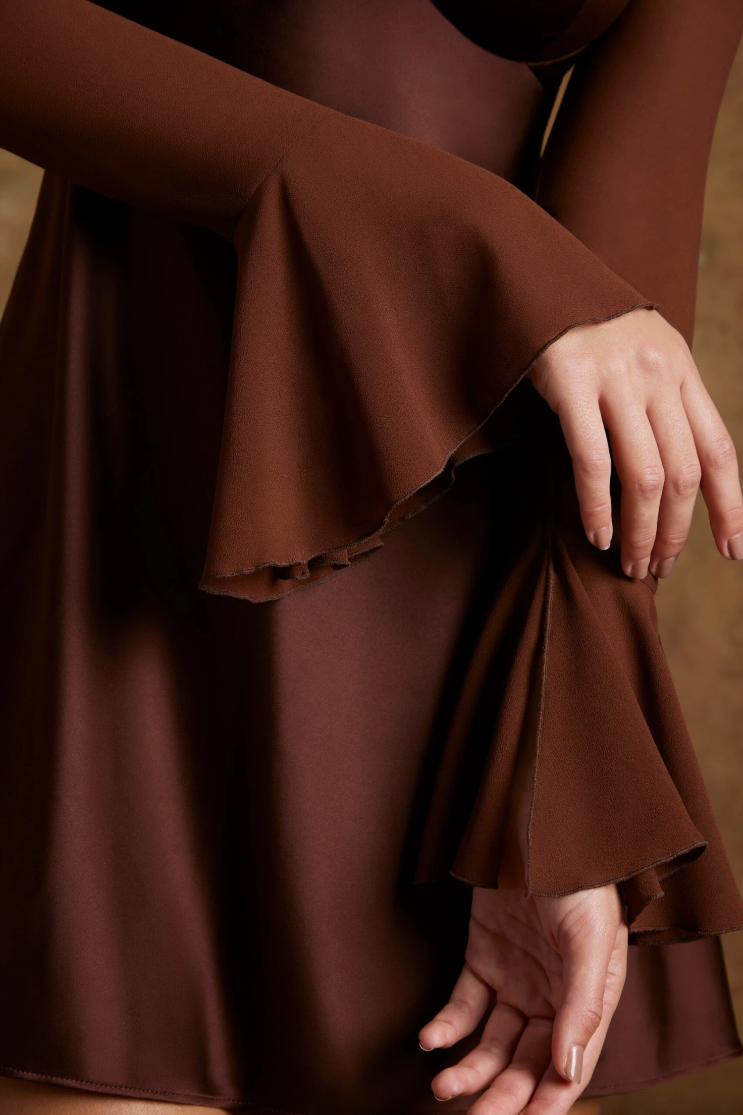 Long Flared Sleeve Shrug In Brown 5 Long Flared Sleeve Shrug In Brown - Image 5