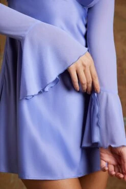 Long Flared Sleeve Shrug In Periwinkle -Pretty Dresses Sales 6376 6 Esin Periwinkle Flared Sleeve Shrug
