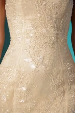 Embellished Lace Bandeau Mini Dress In Ivory -Pretty Dresses Sales 6568 3 Ivory Corset Dress With Rounded Neckline And Aline Hem