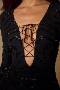 Long Sleeve Lace Up Mini Dress In Black 13 Long Sleeve Lace Up Mini Dress In Black -Pretty Dresses Sales 6583 6 Black Lace Up A Line Dress