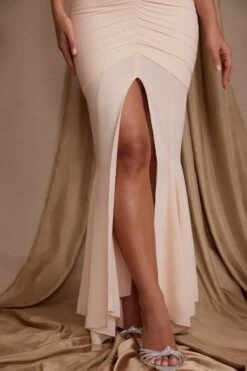 Halterneck Cut Out Maxi Dress In Cream -Pretty Dresses Sales 6588 6 Etta Cream Halterneck Cutout Hankerchief hem dress