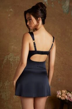 New Release -Pretty Dresses Sales 6706 7 Papatya Black Lace Up Corset Mini Dress