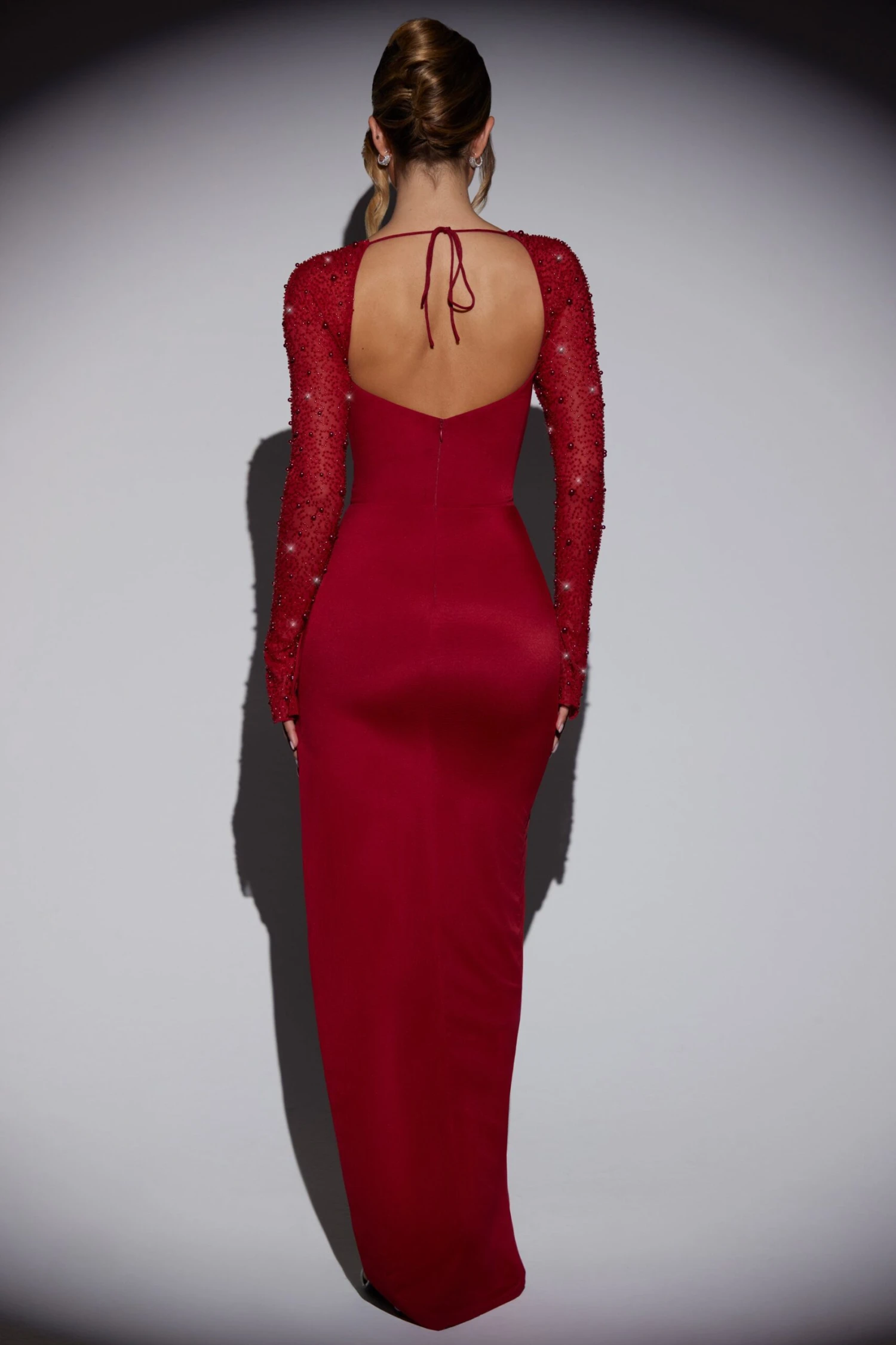 Embellished Side Split Maxi Dress In Red 2 Embellished Side Split Maxi Dress In Red - Image 2