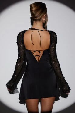 New Release -Pretty Dresses Sales 6717 7 Geneva Black Wrap Over Skirt with Split