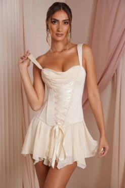 Lace Up Corset Mini Dress In Ivory -Pretty Dresses Sales 6721 5 Maribel Ivory Lace Up Corset Mini Dress