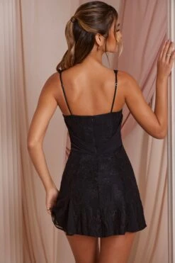 Pretty Dresses Sales 31 Pretty Dresses Sales -Pretty Dresses Sales 6727 9 Manon Black Lace Mini Dress Georgette Drape