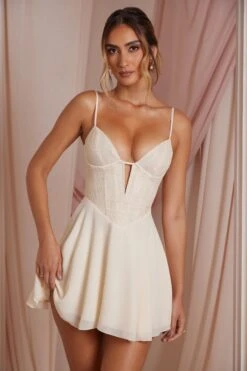 Plunge Neck Lace Corset Mini Dress In Ivory 17 Plunge Neck Lace Corset Mini Dress In Ivory -Pretty Dresses Sales 6730 1 Elodie Ivory Lace Plunge Mini Dress