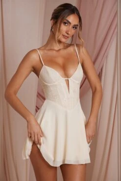 Plunge Neck Lace Corset Mini Dress In Ivory 14 Plunge Neck Lace Corset Mini Dress In Ivory -Pretty Dresses Sales 6730 3 Elodie Ivory Lace Plunge Mini Dress