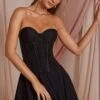 Strapless Lace Corset Mini Dress In Black