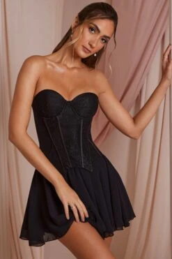 New Release 11 Strapless Lace Corset Mini Dress In Black