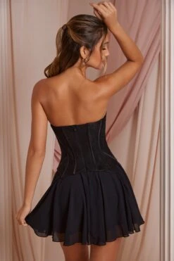 New Release -Pretty Dresses Sales 6731 8 Chloe Black Strapless Lace Corset Circle Skirt Mini Dress